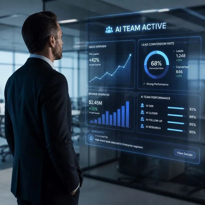 Executive viewing an AI team performance dashboard