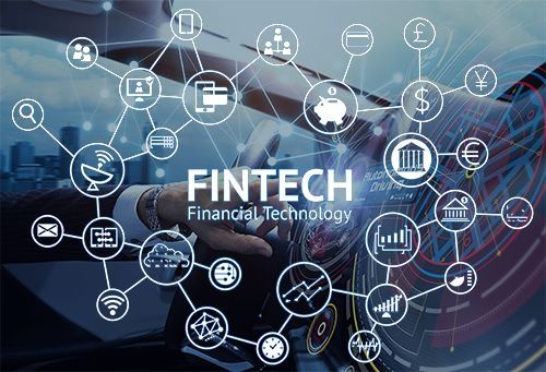 Fintech financial technology network of connected icons